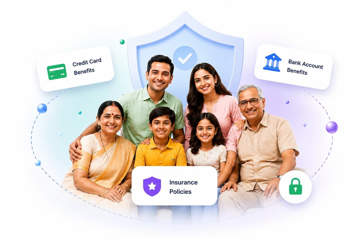 Family protected by Covy — credit card benefits, bank account benefits, and insurance policies all in one place